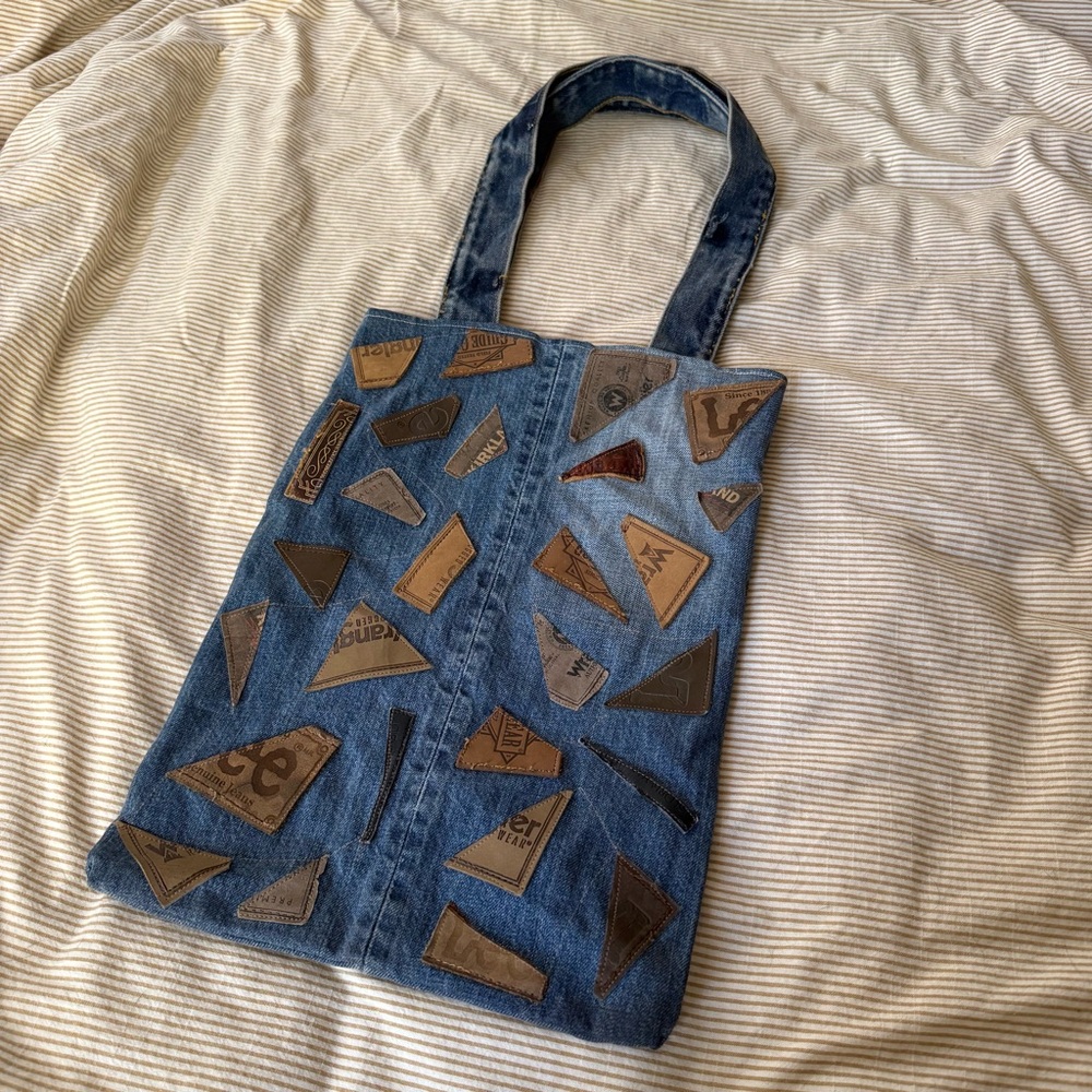 Denim Tote Bag with Upcycled Vintage Jean Patches